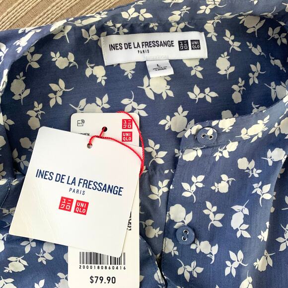 Uniqlo Cotton Silk Long-Sleeve Tunic in Blue Floral - Picture 11 of 14